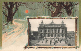 Paris 9ème * Station Du Métropolitain Et Place De L'opéra * Métro * Décor Illustrateur Art Nouveau Jugendstil - Arrondissement: 09