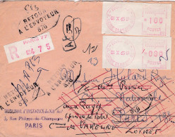 1965--lettre Recommandée De PARIS 77 Pour PARIS 13° -NOGENT SUR VERNISSON,VARENNES EN GATINAIS-45....griffes..vignettes - Lettres & Documents