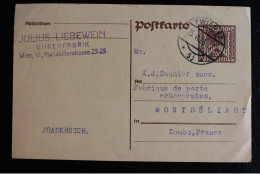 1925 CACHET 7 WIEN 62 5J 25-VI-1925 ENTIER CP  700 KRONEN POUR MONTBELIARD FRANCE - Postcards