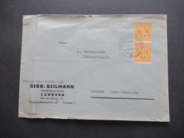 Bizone Am Post Nr.4 (2) Tagesstempel Sundern (Kr Arnsberg) 31.7.1945 (frühe Verwendung!) Gebr. Beilmann Sundern - Brieven En Documenten