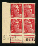 FRANCE - YT 721A - MARIANNE DE GANDON - BLOC DE 4 TIMBRES PROVENANT D'UNE FEUILLE DE REMPLACEMENT - Unused Stamps