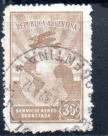 ARGENTINA 1928 AIR POST MAIL CORREO AEREO AIRMAIL AIRPLANE PLANE CIRCLES THE GLOBE 36c USED USADO OBLITERE' - Posta Aerea