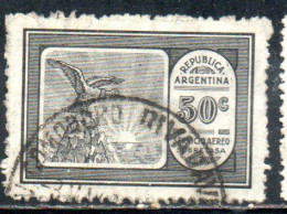 ARGENTINA 1928 AIR POST MAIL CORREO AEREO AIRMAIL CONDOR ON MOUNTAIN CRAG 50c USED USADO OBLITERE' - Posta Aerea