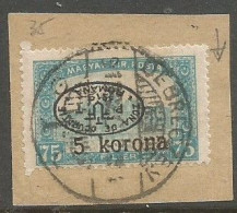 Hungary Romania Mi.35K INVERTED Overprint Used On Piece 1919 Debreczen Debrecen Romanian Occupation - Debreczin