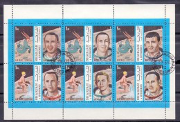 SHARJAH 100 Sheetlet 1972  Men Space With Aquarius  Perf Complete Set 6 Values Used CTO - Schardscha