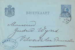 Briefkaart  23 Jun 1884 Amst: W: Dok  (bijkantoor Kleinrond) Naar Vilvoorde (Belgie) - Storia Postale