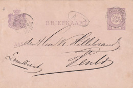Briefkaart  19 Dec 1888 Amsterd:Amstelstr. (bijkantoor Kleinrond) Naar Venloo (kleinrond) - Postal History