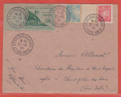 FRANCE GUERRE N°8 SAINT NAZAIRE SUR LETTRE DE 1945 DE SAINT GILDAS DES BOIS - War Stamps