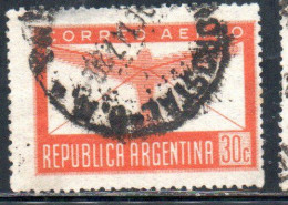 ARGENTINA 1942 1948  AIR POST MAIL CORREO AEREO AIRMAIL PLANE AND LETTER 30c USED USADO OBLITERE' - Luchtpost