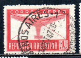 ARGENTINA 1942 1948  AIR POST MAIL CORREO AEREO AIRMAIL PLANE AND LETTER 1p USED USADO OBLITERE' - Luchtpost