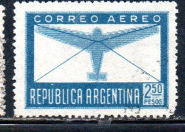 ARGENTINA 1942 1948  AIR POST MAIL CORREO AEREO AIRMAIL PLANE AND LETTER 2.50p USED USADO OBLITERE' - Posta Aerea