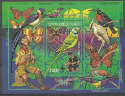 Guinea 1988 Mi Block 305 MNH  (ZS5 GURbl305) - Songbirds & Tree Dwellers