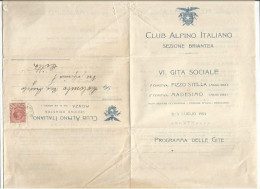 Alpinismo Mountaineering 2/3lug 1921 Programma / Invito Gita Sociale CAI Brianza Pizzo Stella / Madesimo - Klimmen