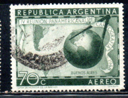 ARGENTINA 1948 1949  AIR POST MAIL CORREO AEREO AIRMAIL PAN AMERICAN RIUNION OF CARTHOGRAPHERS MAP GLOBE 70c USED USADO - Airmail