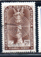 ARGENTINA 1949  AIR POST MAIL CORREO AEREO AIRMAIL WORLD RIFLE CHAMPIONSHIP MARKSMANSHIP TROPHY 75c USED USADO OBLITERE' - Airmail