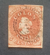 CILE 1865 CRISTOFORO COLOMBO SCOTT N 14 WMK D 3 SCANNERS - Chile