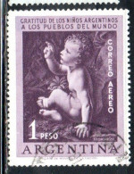 ARGENTINA 1956  AIR POST MAIL CORREO AEREO AIRMAIL HELP AGAINST POLIOMYELITIS JESUS BY LEONARDO DA VINCI 1p USED USADO - Airmail