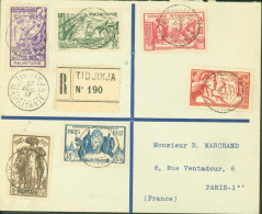 Mauritanie Recommandé Tidjikdja YT N°66 à 71 Exposition Internationale Paris Série Complète CAD Tidjikja 27 DEC 37 - Storia Postale