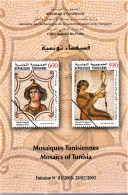 2003-Tunisie/Y&T 1476-1477- Art, Moisaïques Tunisiennes/ "La Fileuse" Tabarka & "Africa"El Jem -  Prospectus - Tunisia (1956-...)