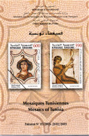 2003-Tunisie/Y&T 1476-1477- Art, Moisaïques Tunisiennes/ "La Fileuse" Tabarka & "Africa"El Jem -  Prospectus - Archeologia