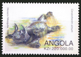 Angola 1998 MNH, Ceratotherim Simum, Rhino, Wild Animals - Rinoceronti