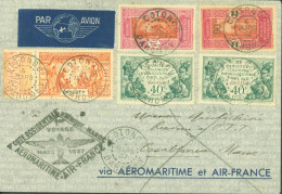 Dahomey YT N° 79 90 99 101 Avion Cachet Cote Occidentale D'Afrique Maroc 1er Voyage Mars 1937 Aéromaritime Air France - Storia Postale