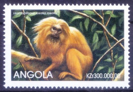 Angola 1999 MNH, Golden Lion Tamarin, Monkeys, Endangered Animals Of The World - Singes