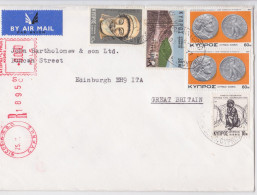 Chypre Cyprus Nicosia Lettre Recommandée Timbre Monnaie Registered Coinage Stamp Red Meter Air Mail Cover 1977 - Briefe U. Dokumente