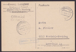 Ahrensburg: Bedarf "Hamburg", 12.10.45 Mit Ra "Gebühr Bezahlt" - Cartas & Documentos