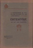 A Karánsebesi M. Kir. állami Polgári Fiú és Leányiskola értésitője Az 1917-1918 Tanévről C1423 - Libri Vecchi E Da Collezione