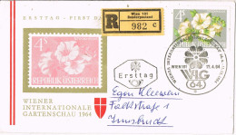 54636. Carta Certificada WIEN (Austria) 1964. Flowers, Flores - Lettres & Documents