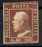 P2968 H - SICILIA , CAT. SASS. 14 , 50 GRANA CARTA DI PALERMO, NUOVO CON GOMMA INTEGRA!!!!!! BEI MARGINI!!!!!! - Sicilia