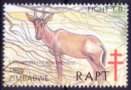 Zimbabwe 1978 MNH, Lichtensteins Hartebeest Deer Animals, Help Fight TB, Seals Medical Disease - Krankheiten