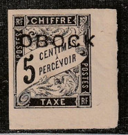 OBOCK - TAXE : N°9 * (1892) 5c Noir - Nuevos