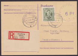 Arnsberg: P A01 A A, R-Karte Mit Pass. Zusatzfrankatur, Ankunft, Kurzer Bedarfstext, Gepr. Urkarte DR P312/08 - Lettres & Documents