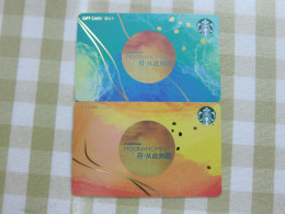 China 2022 Starbucks Card,moon Cake Festive,two Cards With 200Y And 1000Y  Facevalue(code 02,10), Used - Cartes Cadeaux