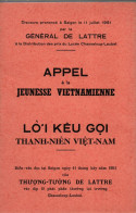 APPEL A LA JEUNESSE VIETNAMIENNE DISCOURS GENERAL DE LATTRE 1951  ARMEE FRANCAISE INDOCHINE INDOCHINA  CEFEO - French