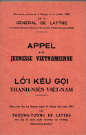 APPEL A LA JEUNESSE VIETNAMIENNE DISCOURS GENERAL DE LATTRE 1951  ARMEE FRANCAISE INDOCHINE INDOCHINA  CEFEO - Francés