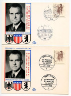 Germany, Berlin & West 1969 2 Souvenir Cards - Visit Of U.S. President Richard M. Nixon To Bonn & Berlin - Covers & Documents