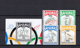 Bahamas 1992 Olympic Games Barcelona, Sailing, Basketball Etc. Set Of 4 + S/s MNH - Zomer 1992: Barcelona