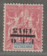 OCEANIE - N°38a **/* (1915) E.F.O - SURCHARGE RENVERSEE - Signé : Brun - - Ungebraucht