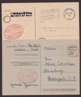 Bad Oldeslohe: 2 Bedarfskarten Mit Rotem Oval "Gebühr Bezahlt", 1945, Versch. Vordrucke - Lettres & Documents