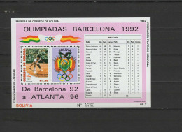 Bolivia 1993 Olympic Games Barcelona, Tennis S/s MNH - Zomer 1992: Barcelona