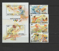 Bulgaria 1990 Olympic Games Barcelona, Tennis, Swimming, Cycling Etc. Set Of 4 + S/s MNH - Zomer 1992: Barcelona