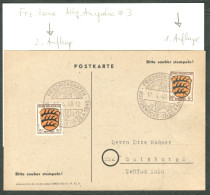 FRIEDRICHSHAFEN 1948 Bedarfskarte +2x Orts-o + Frankatur 2x Allg.Ausgabe 5F Je 1x Erste/2.Auflage Heimatbeleg > Duisburg - Emissions Générales