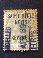 St Kitts NevisSG R6 1s Olive April 1889 - St.Christopher-Nevis & Anguilla (...-1980)