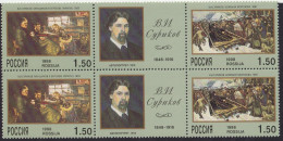 Russia (Federation) - Mi 639-640 (pair Strips Of Three) - Vasily Surikov - 1998 - MNH - Unused Stamps