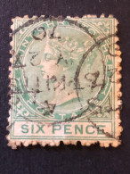 St Kitts Nevis SG 4.  6d Yellow Green, May 1870 Cancel - St.Christopher-Nevis & Anguilla (...-1980)