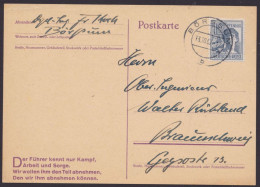 Börsum: DR P314 II, Bedarfskarte, Wertzeichen Mit Briefmarke überklebt, 13.10.47 - Lettres & Documents