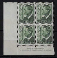 AUSTRALIA SG237D, 1951 3D GREY - GREEN IMPRINT BLOCK MNH STRIPS - HINGED IN MARGIN - Ungebraucht